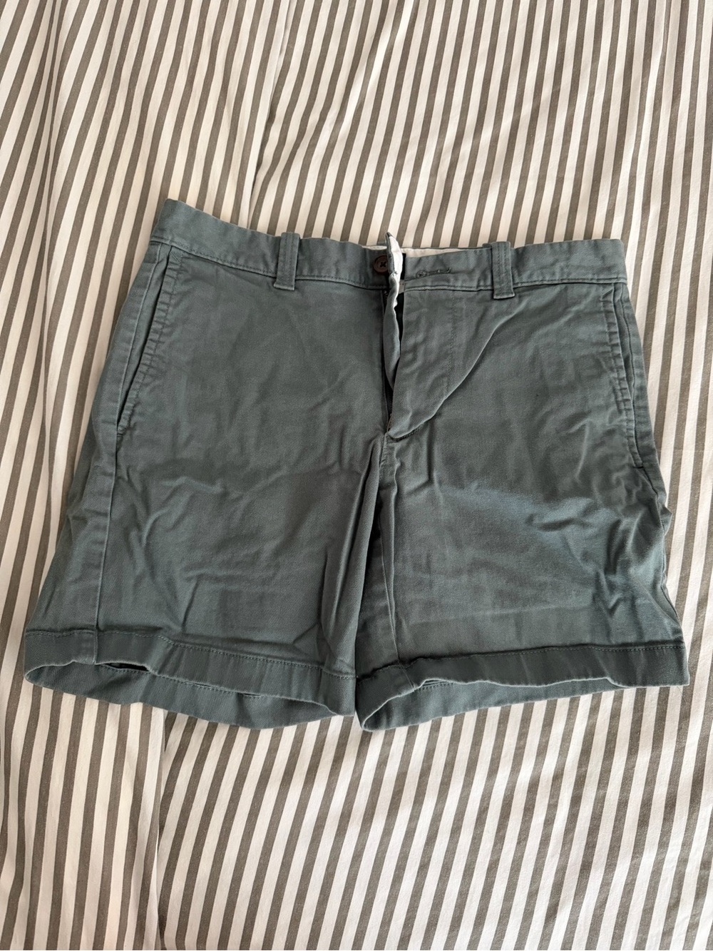 J. Crew Gray Blue Green Flat Front Chino Shorts
